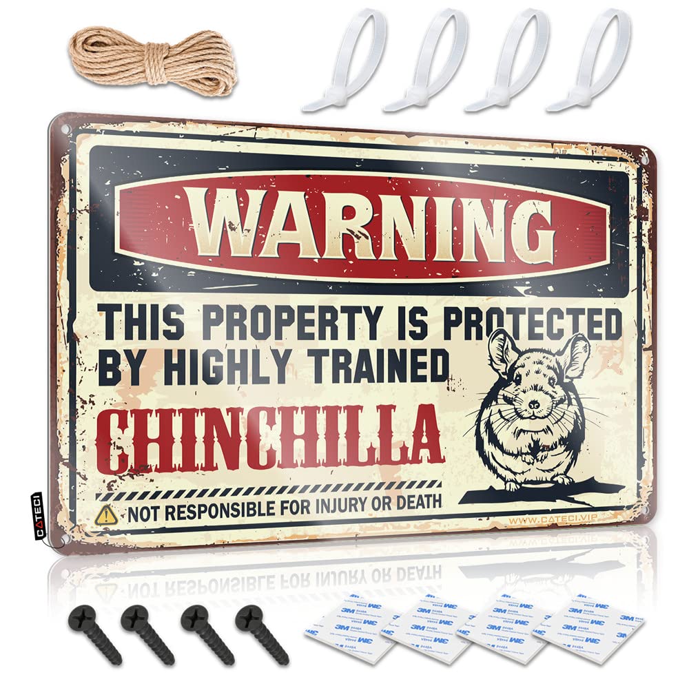 WYBM Man Cave Wall Decor Warning This Property Is Protected By A Highly Trained Chinchilla Sign Man Cave Sign Decor Funny Sarcastic Signs(30X40CM)