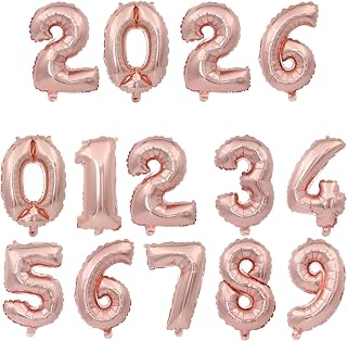 BTZO 数字 バルーン 風船 誕生日 ナンバー 約35cm 小さい 飾り付け 0～9 セット 2026 ハッピーバースデー 飾り ローズゴールド