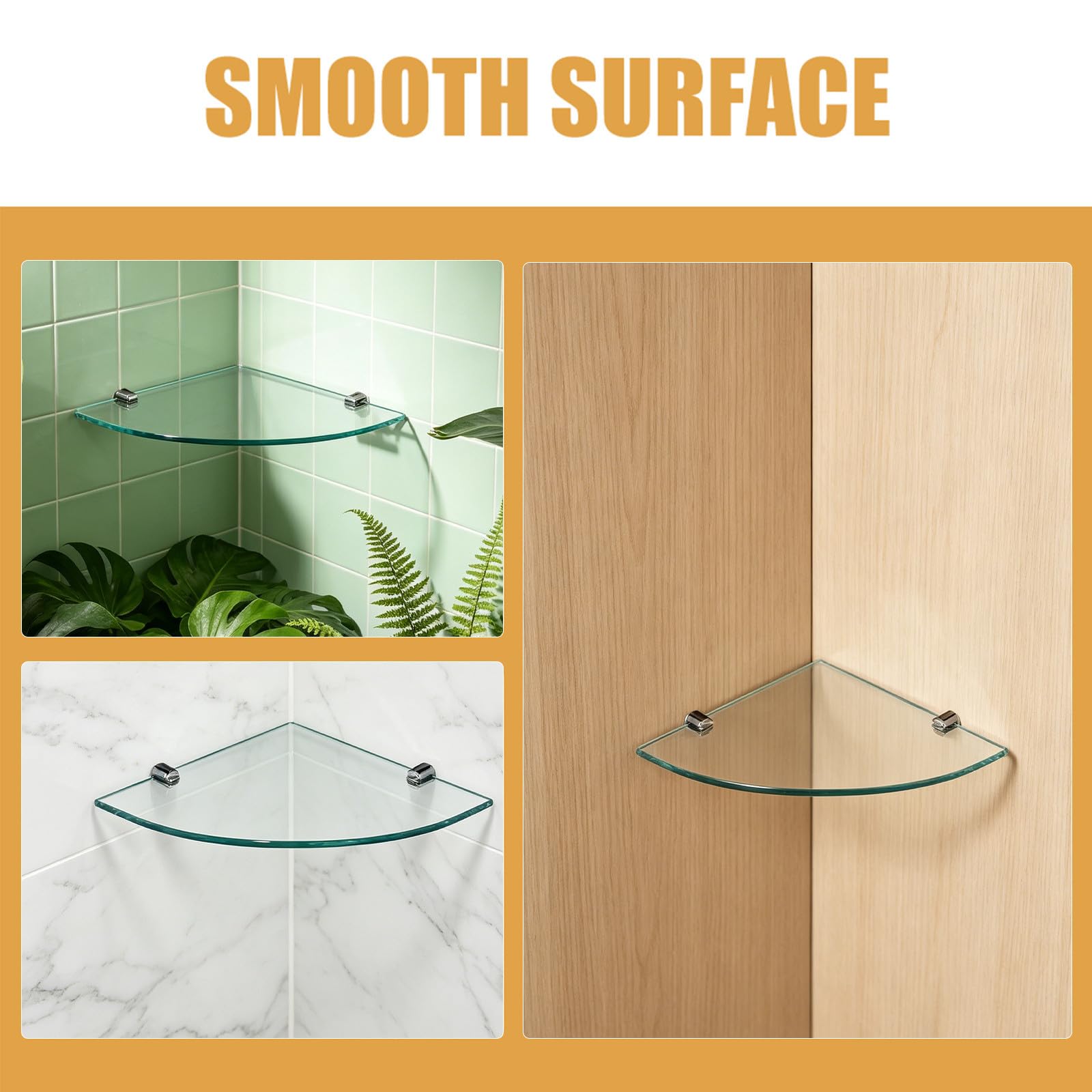Toyvian 2 Piezas Estante de Esquina y Diseño Compacto para Baño de Vidrio Templado con Soporte Resistente para Organización Ducha y Baño