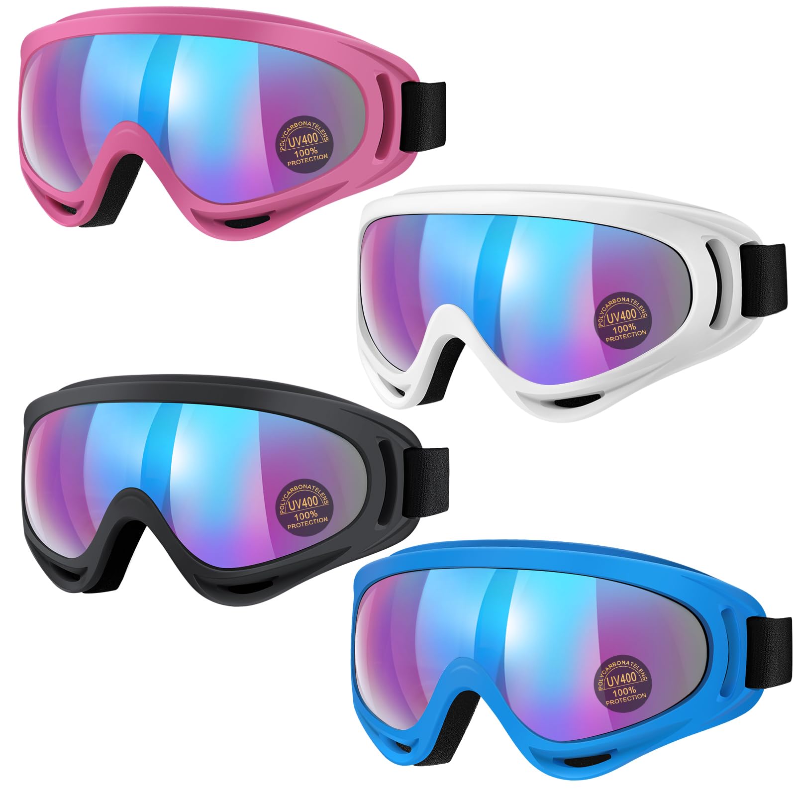 Vatefery Kids Motorcycle goggles 4-Pack Dirt Bike Riding Goggles ATV Motocross glasses Ski goggles for Youth Men Women Adult