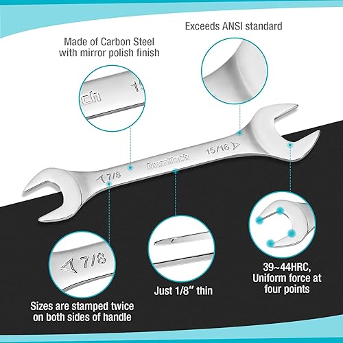 Miniatura 5 de DURATECH SAE - Juego de llaves combinadas de trinquete reversibles, SAE, 8 piezas y 9 piezas