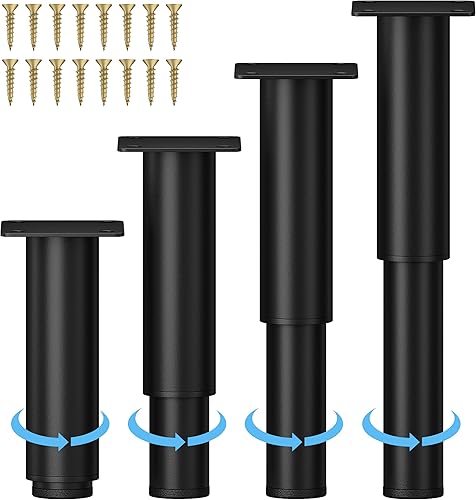 Miniatura 8 de Wlrrcwdttc - Patas ajustables de metal para muebles de 7 a 12.6 pulgadas, patas de soporte de repuesto para cama de altura ajustable, patas de