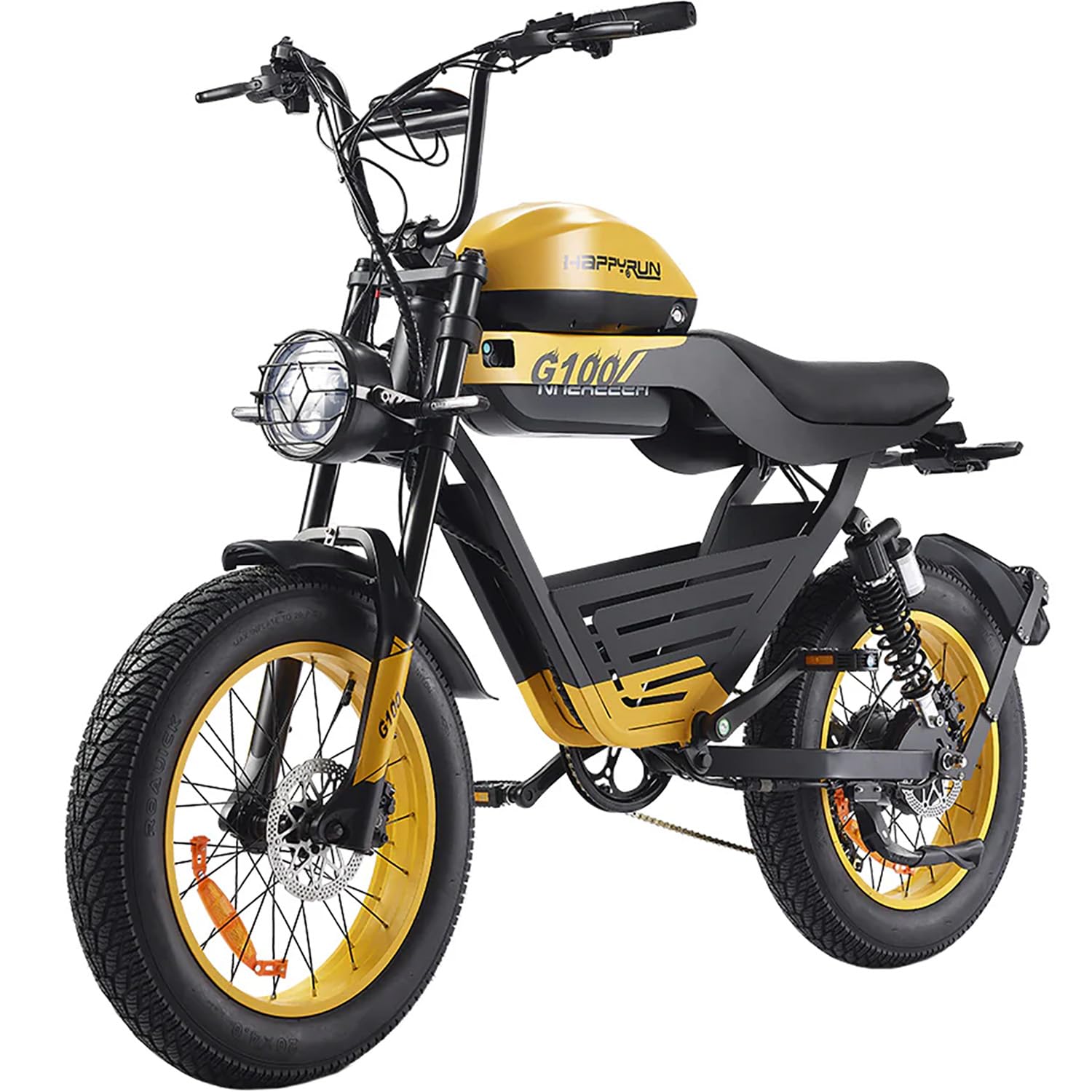 Electric Dirt Bike for Adults, 2000W/38MPH, 48V/38Ah Dual Battery Electric motorcycle Bike with 20''x4'' dirt Tires, Dual Hydraulic Brakes & Full Suspension Off Road Electric Mountain bike (Yellow)