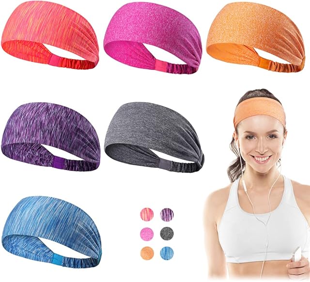 Dreamlover Headbands for Womens Hair, Sports Headband Men, Running Headband for Women, Head Bands Adult Women, 6 PCS