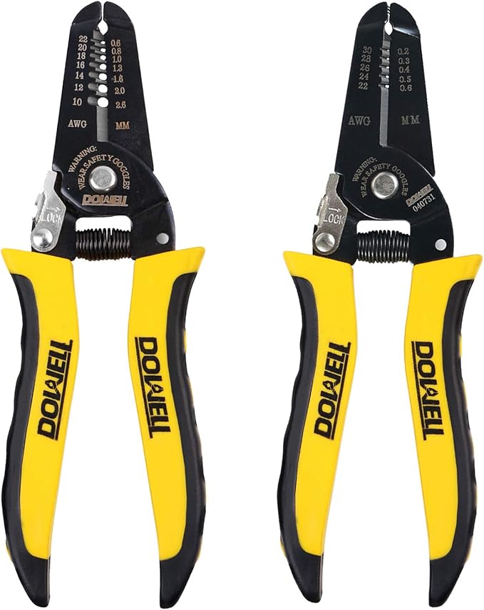 DOWELL Pinza Spelafili 10-22AWG+22-30AWG Multifunzione - Strumento Manuale per Elettricista (2 Pezzi)