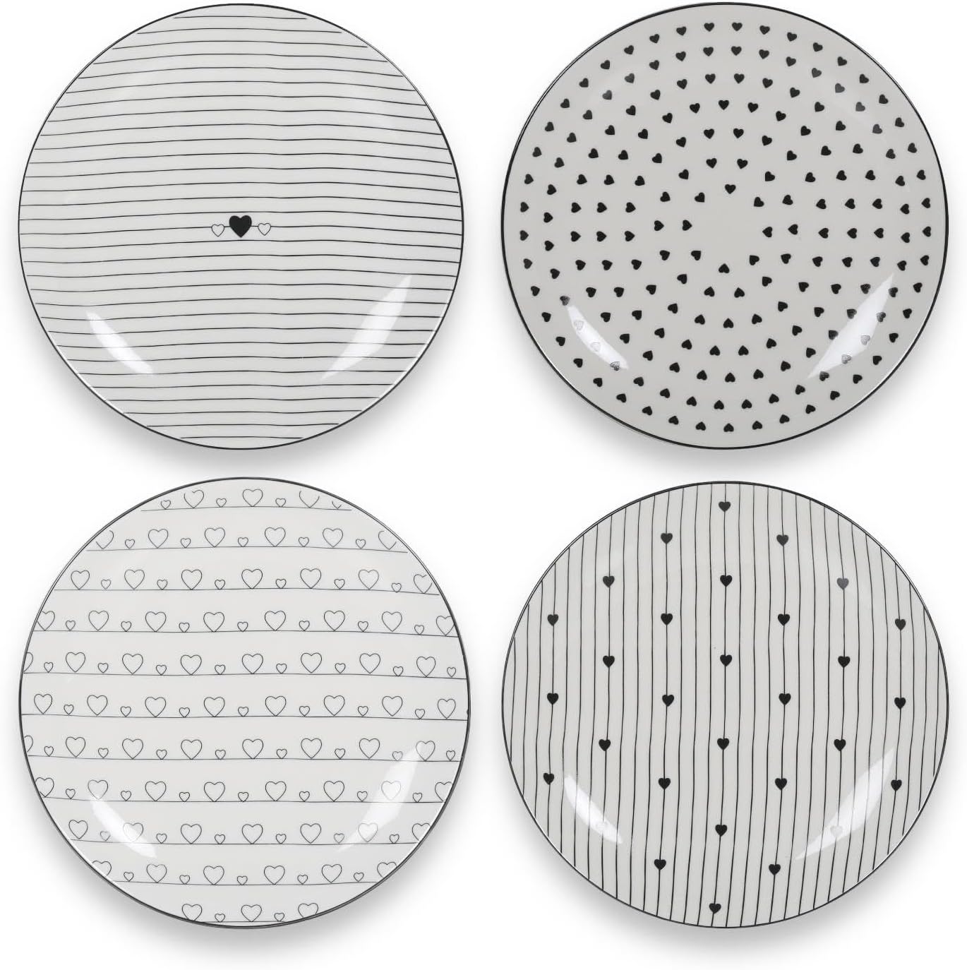 Bargain Lovers Set of 4 Colourful Side Plates/Heart Printed Dessert Plate / 19cm (7.5inch) Porcelain Dinner Plate – 4pk Bargain Lovers Set of 4 Colourful Side Plates/Heart Printed Dessert Plate / 19cm (7.5inch) Porcelain Dinner Plate – 4pk