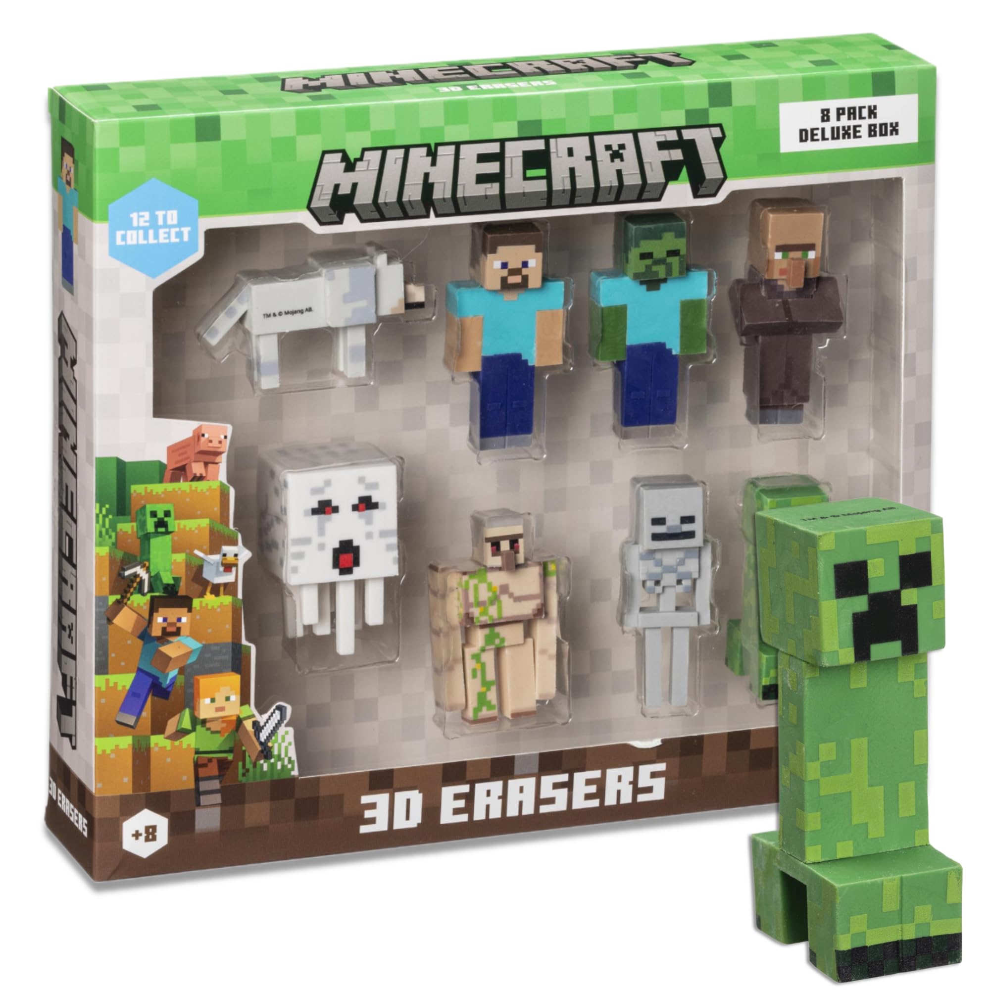 マインクラフト Amazon.com: Mine Craft 3D Erasers, 8-Pack Deluxe Collector