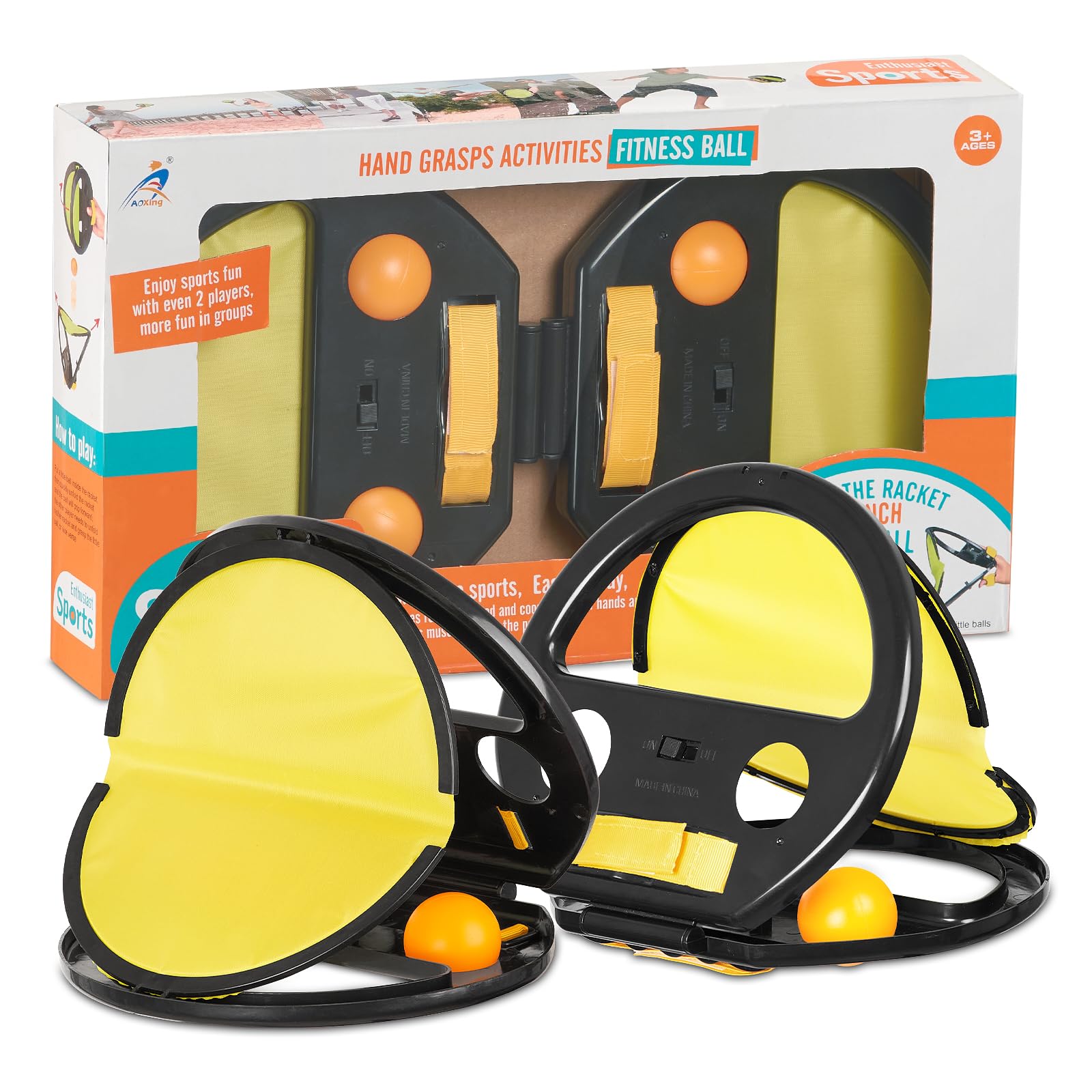 BSROBOTIC Velcro Toss and Catch Game Set, 2024 Upgrade with Launchers and 2 Balls, Outdoor Games for Kids Aged 3-12, Beach Paddle Ball Set for Yard,