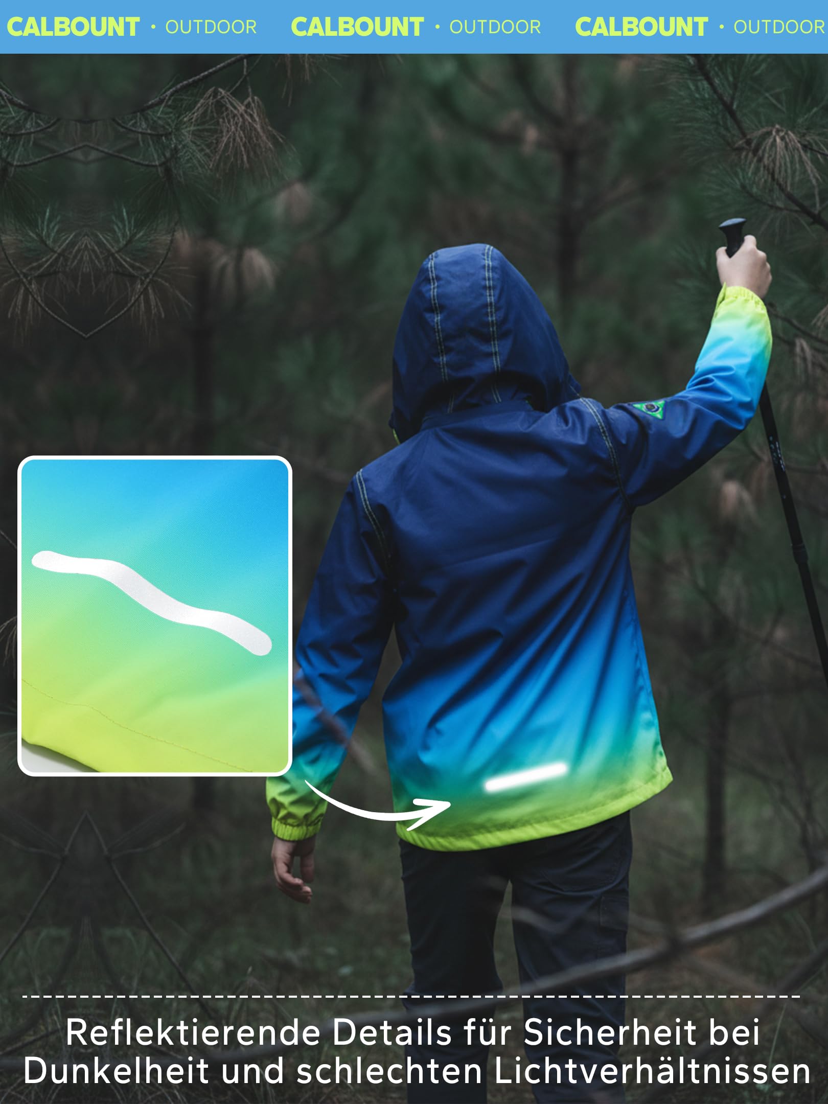 Jungen Regenjacke Windbreaker Kinder Regenmantel Wasserdicht Reißverschluss Jacke mit Fleecefutter