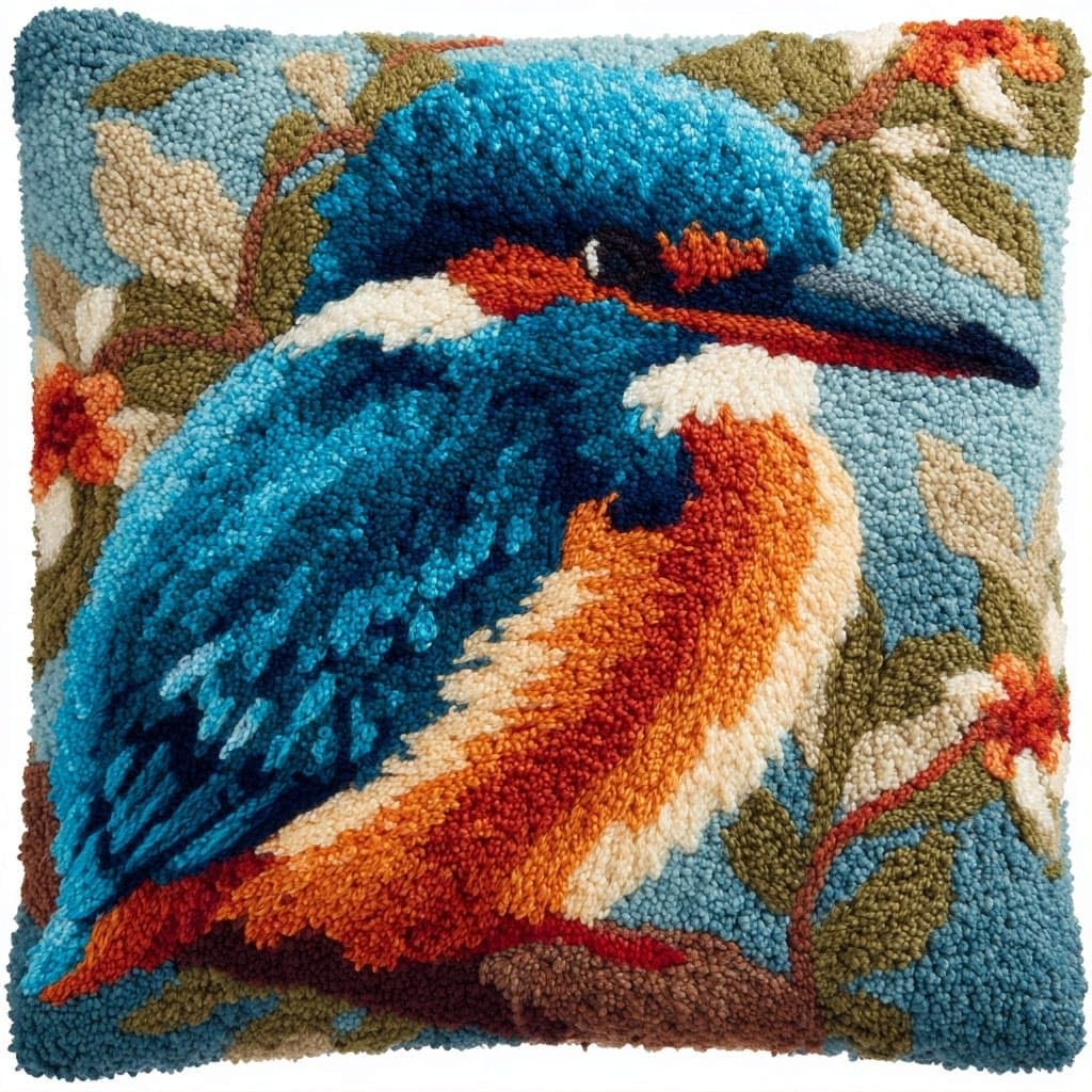Henypt DIY Latch Hooking Pillow Kits Bird