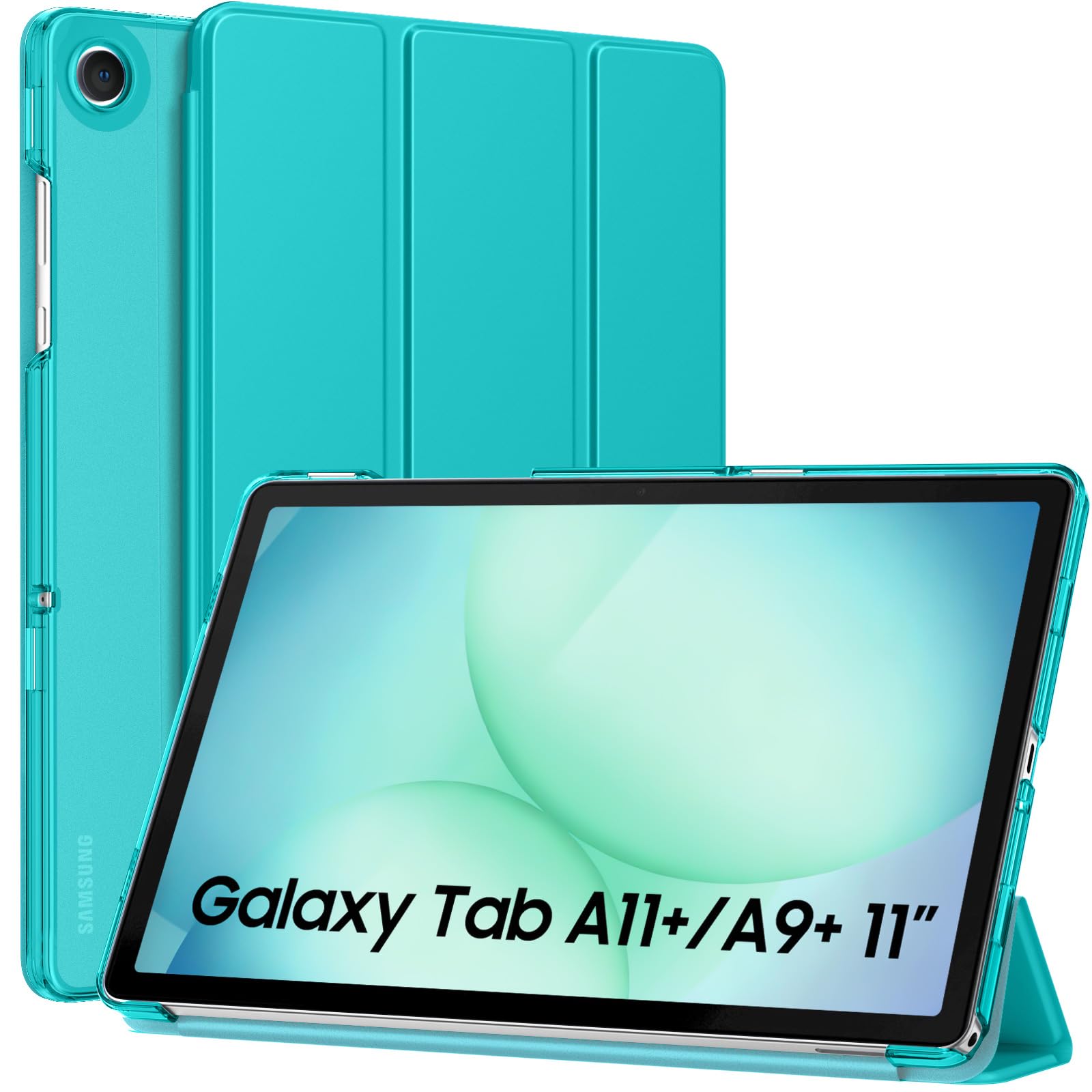 MoKo Slim Case for Samsung Galaxy Tab A11+ Plus/ A9+ Plus 11 Inch | Smart Stand Hard PC Translucent Back Shell Cover for Galaxy Tab A11+/A9+ Tablet, Auto Sleep/Wake, Bondi Blue