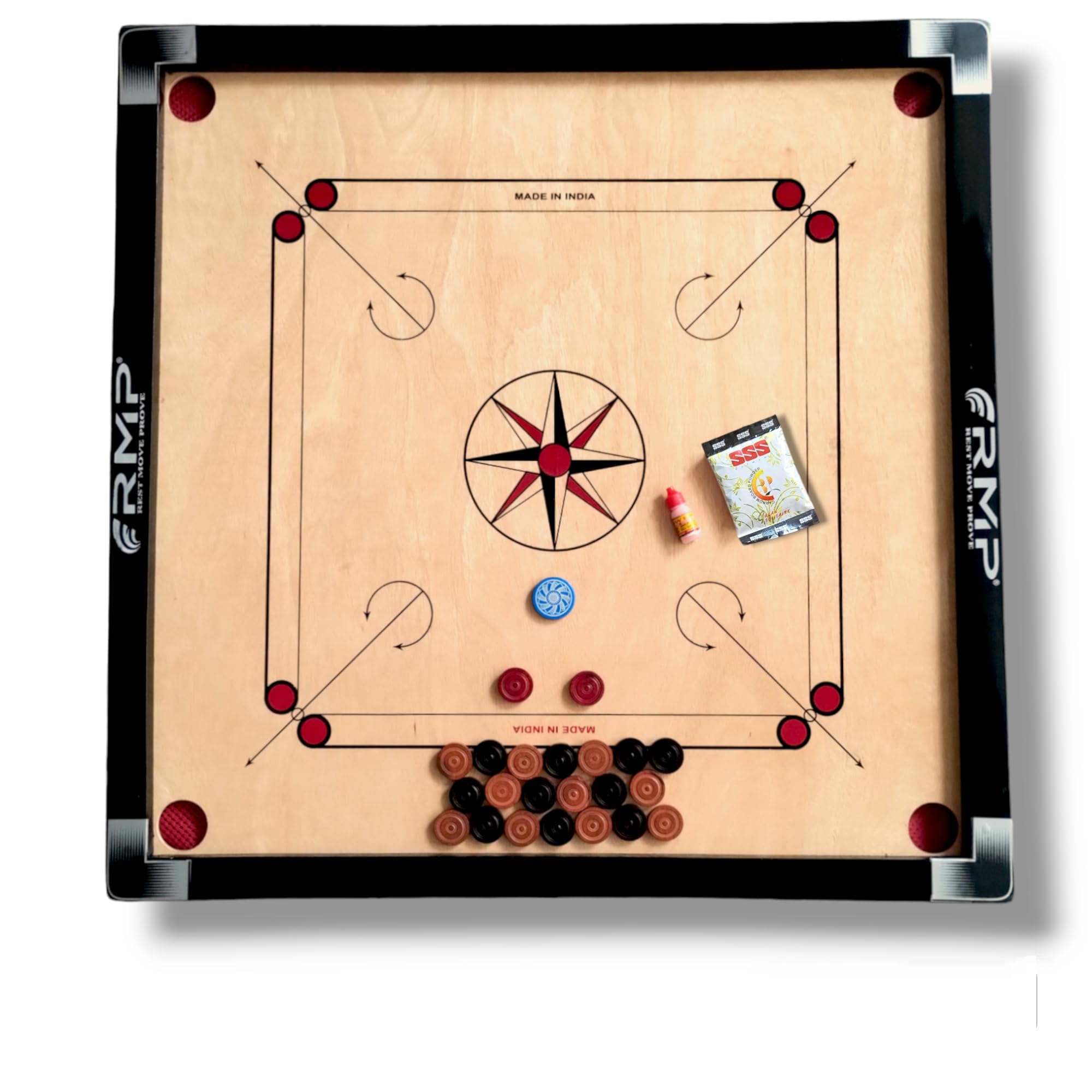 RMP Carrom Board 32 inch Full Size for Adults Premium Glossy Finish with Carrom Board Coins, Carrom Board Striker and boric Powder.Take Your Carrom Game to The Next Level! (B0D58MW8SK) Amazon Price History, Amazon Price Tracker