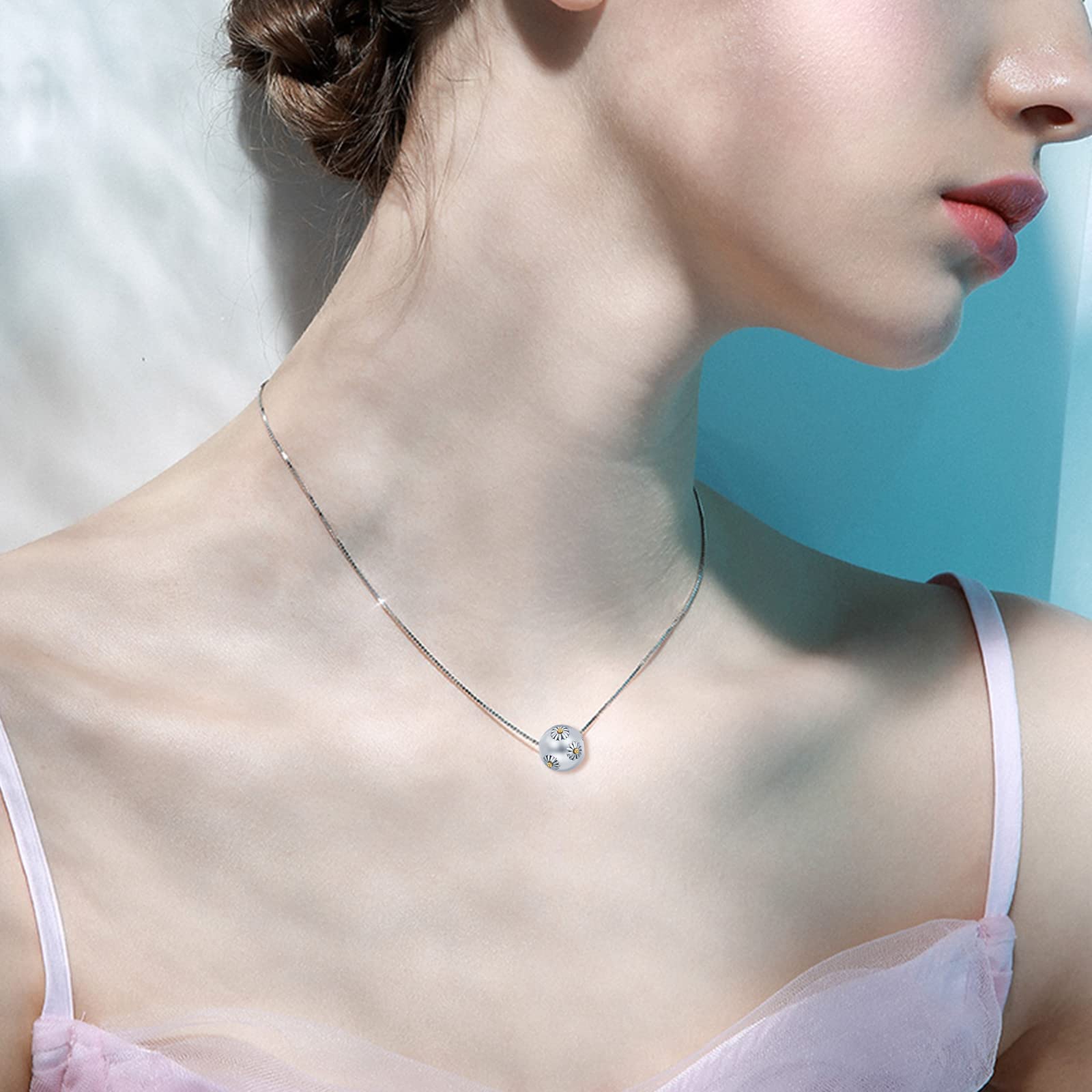OHAYOO Urn Necklaces for Ashes for Women 925 Sterling Silver Daisy Memorial Necklace Memorial Gift for Mom, Daughter Loved One