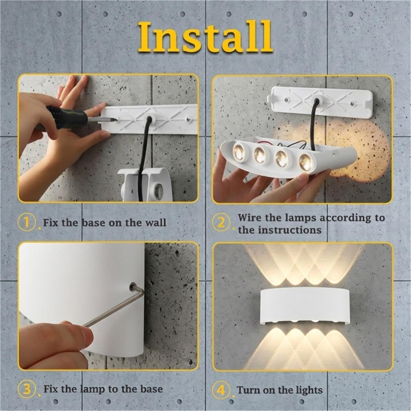 CANMEIJIA Lampa Ścienna LED IP65 8W 3000K 2-Pak