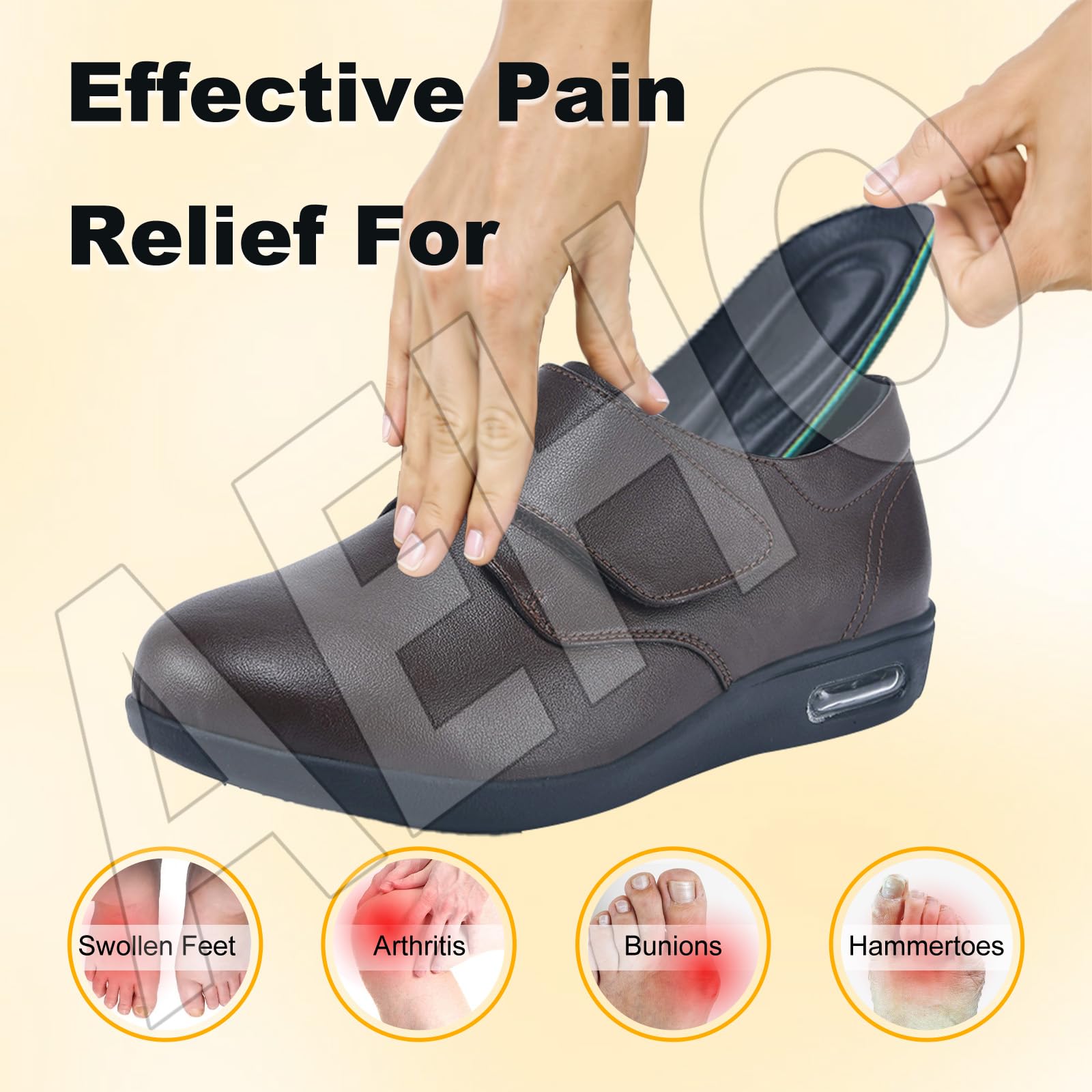 AEHO Scarpe Uomo per Diabetici Scarpe Uomo Pianta Larga Scarpe Sportive Ortopedici Slip-on da Donna in Pelle Impermeabile Donna Scarpe Scarpe Ortopediche da Donna