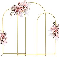 Vista 7 de Putros Soporte de arco metálico Chiara para boda, juego de 3 soportes de fondo de arco cuadrado con arcos arqueados de 2.2 m, 2 m, 1.8 m
