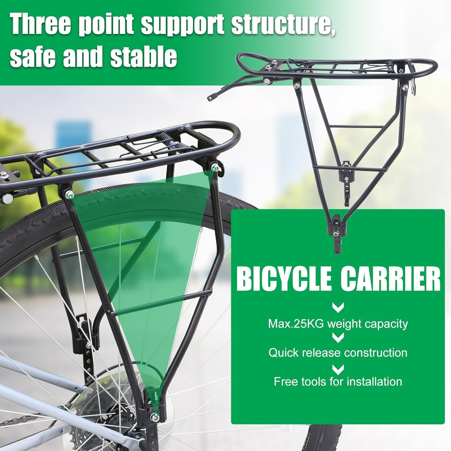 ZUKKA Portapacchi Posteriore Alluminio Portante Altezza Regolabile Adatto per 24-28 Pollici 700C Bicicletta Da Strada
