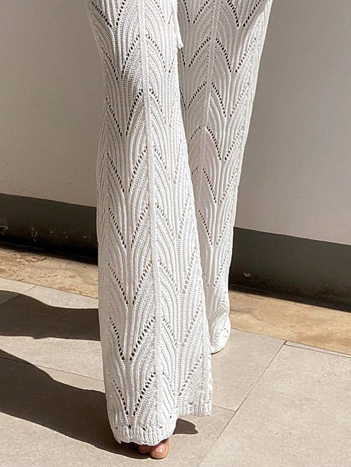 swimsuit coverup for women Summer Beach Drawstring Waist Knit Cover Up Pants