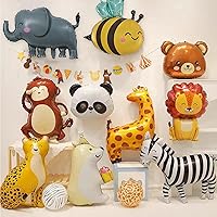 Vista 36 de 9 Pcs Zebra Elephant Jungle Safari Balloons Foil Helium Monkey Lion Zebra Giraffe Leopard Crocodile Bee Fox Shaped Animal Balloons for Wildlife