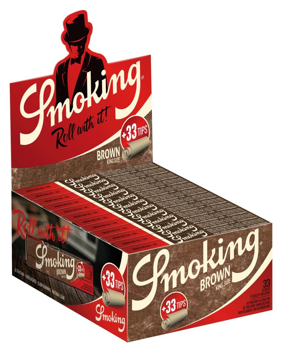 Smoking Brown Papers + Tips King Size Filtertips integriert neu! 2 Boxen (48x Heftchen)