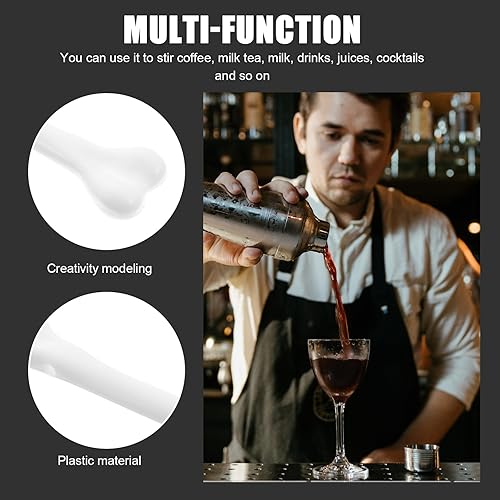 Miniatura 5 de UPKOCH 50 piezas de hueso Swizzle Stick cóctel cuchara de agitación de Halloween esqueleto hueso varillas de agitación de vidrio varilla de cóctel