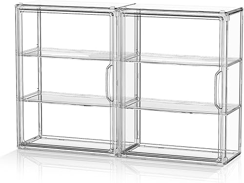 Miniatura 9 de Vitrina de acrílico transparente de 3 niveles para figuras coleccionables, 1 paquete de figuras de pasatiempos montadas en la pared con estantes