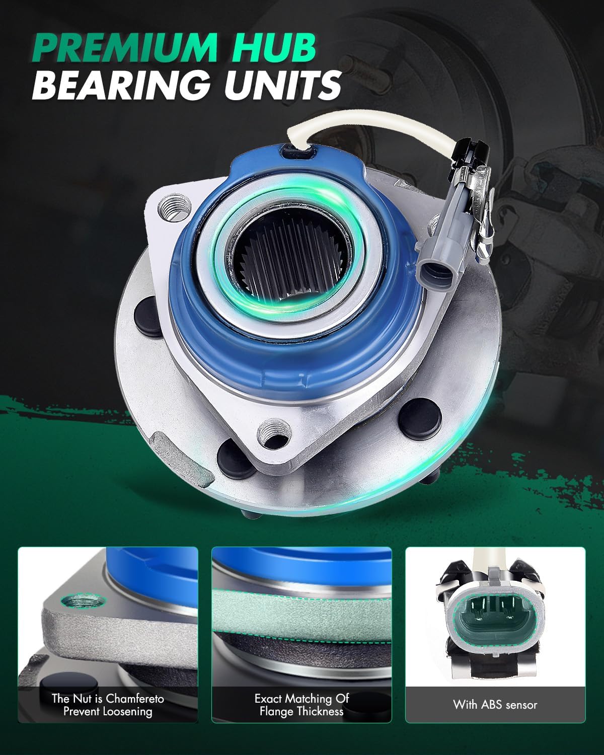 SCITOO 2pcs Front Wheel hub Bearing 513121 for Buick Lacrosse,Lesabre,Park Avenue,Rendezvous,Riviera for Cadillac DeVille,Eldorado for Chevrolet Impala for Pontiac Grand Prix 5 Lugs W/ABS