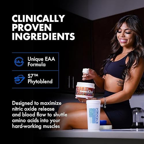 Vista 13 de Evogen Amino K.E.M. - Volumizador de bomba de polvo EAA y BCAA Suplemento de aminoácidos BCAA para flujo sanguíneo, crecimiento muscular e