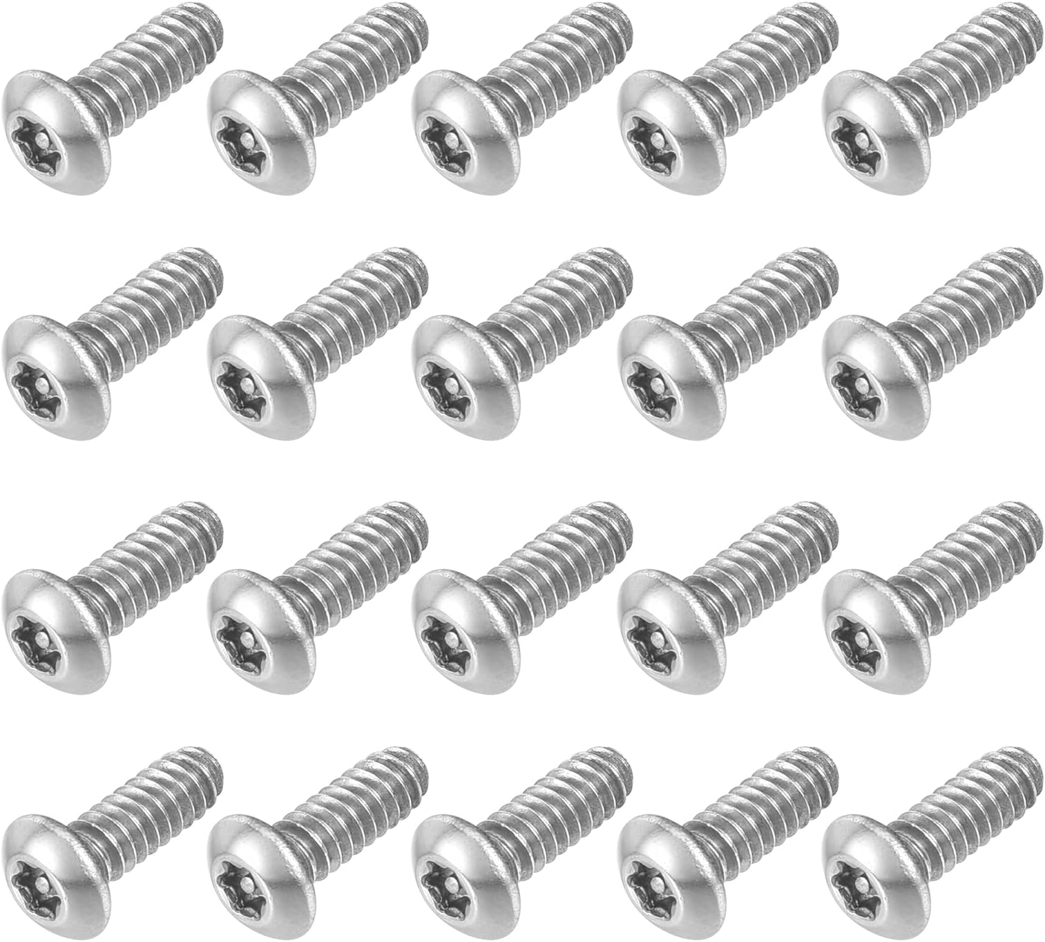 uxcell 20Pcs #6-32 x 3/8" Torx Security Machine Screws, 304 Stainless Steel Button Head Screws Bolt Tamper Resistant for Anti-Theft Tamper Proof, Silver