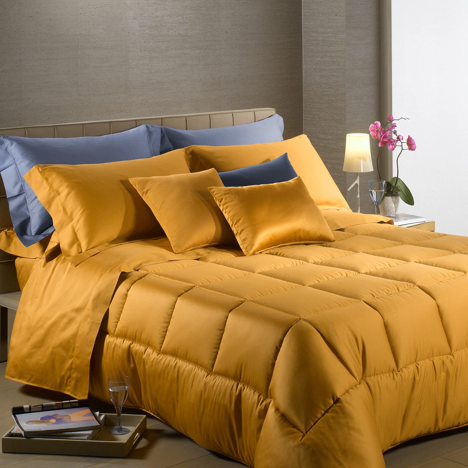Caleffi Desert Trapunta Matrimoniale In Raso Di Cotone 100%, Colore Tortora, Letto Matrimoniale