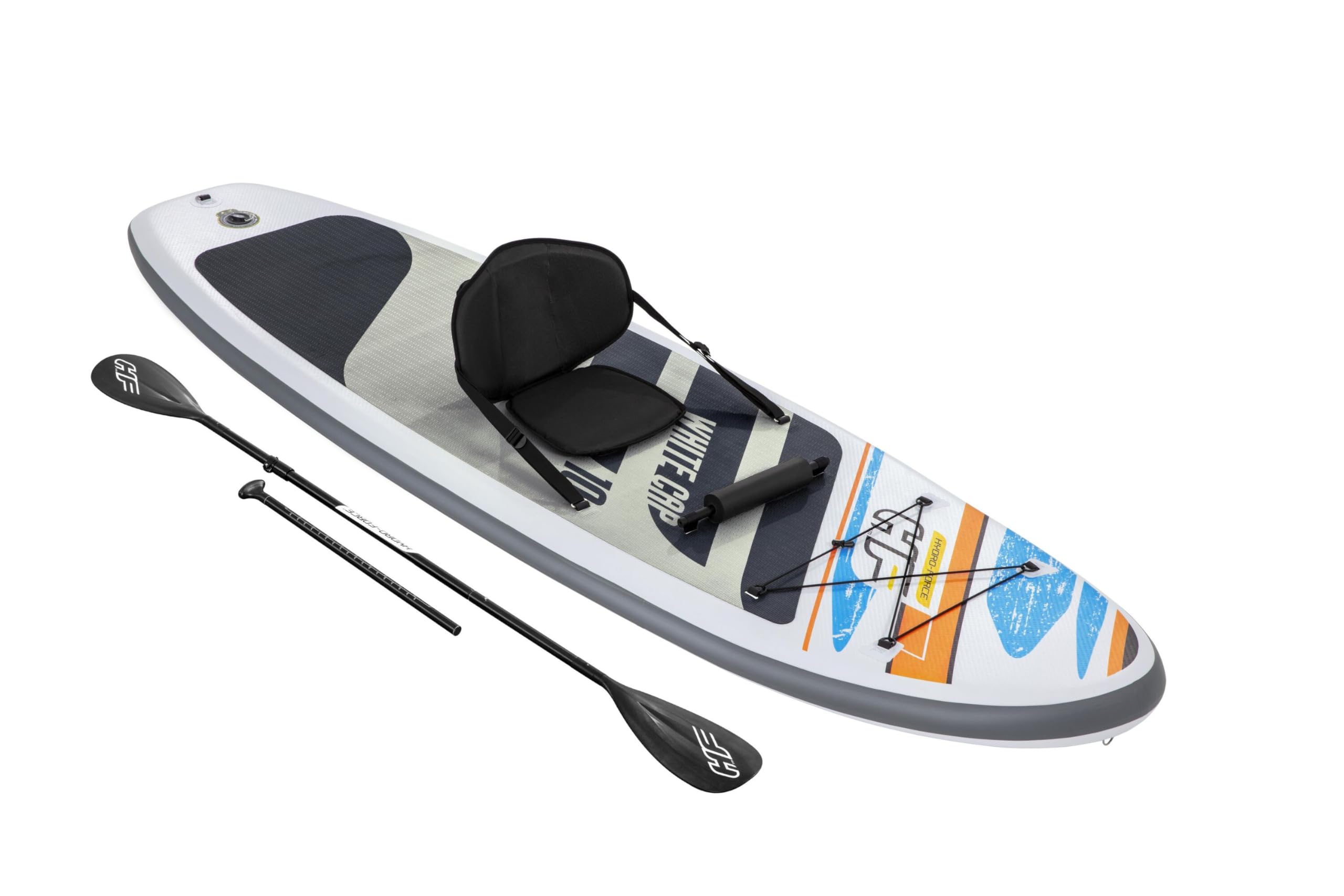 Bestway 8321638 Hydro-Force 10' x 33" x 4.75"/3.05m x 84cm x 12cm White Cap Convertible Set Tablas hinchables para Remo de Soporte, Unisex niños, Multicolor