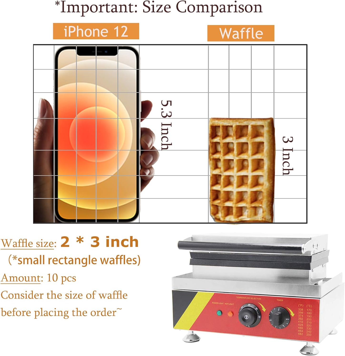 10pcs Commercial Waffle Maker Electric Waffle Machine 220V NP-533 No-Stick Belgian Waffle Baker