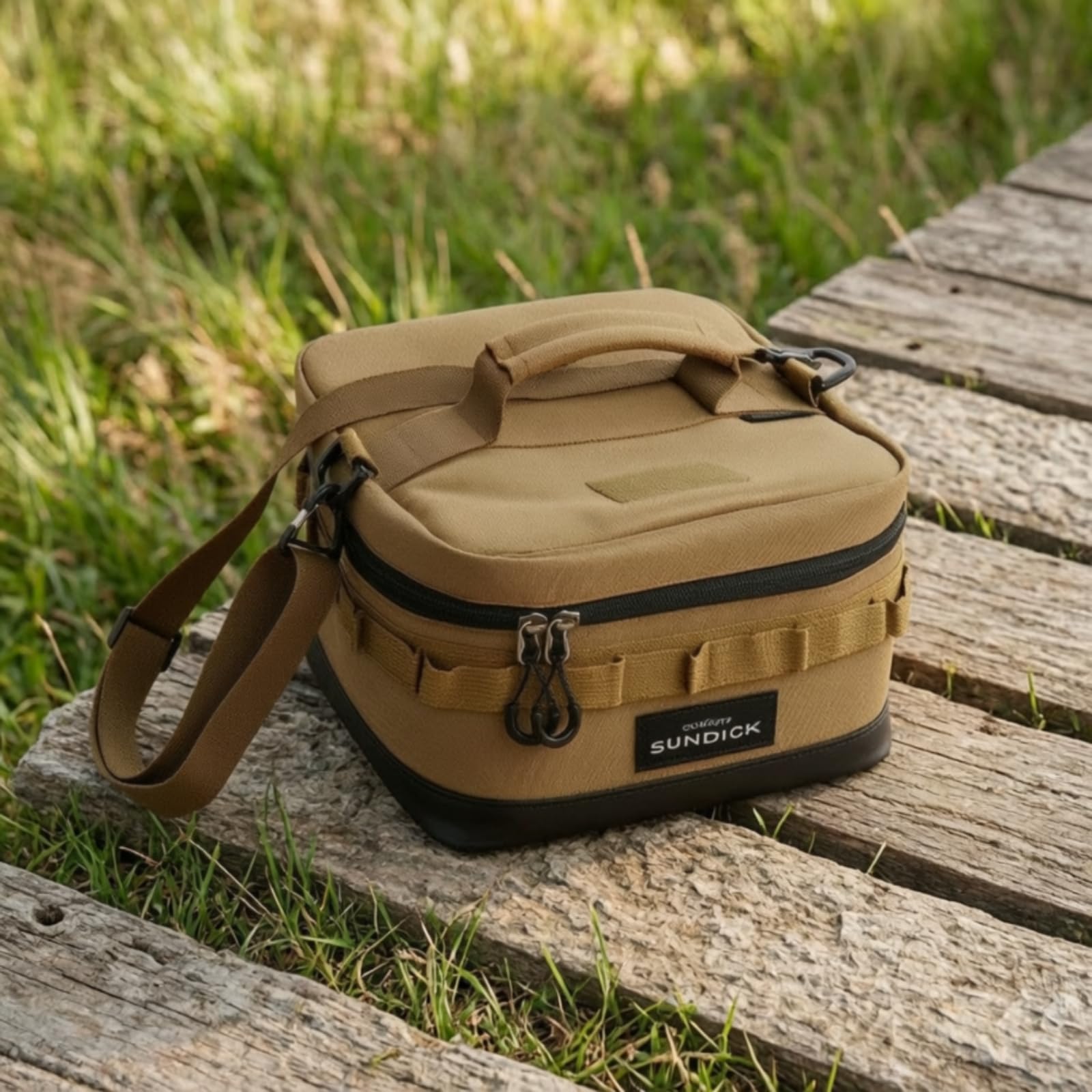 Outdoor Kühltasche Isoliertasche Picknicktasche Lunchbag mit 900D Gewebe Und PET Isolierung Faltbar mit Reißverschluss 8 L Volumen Gepolsterter Griff, Ahorn-Tanz
