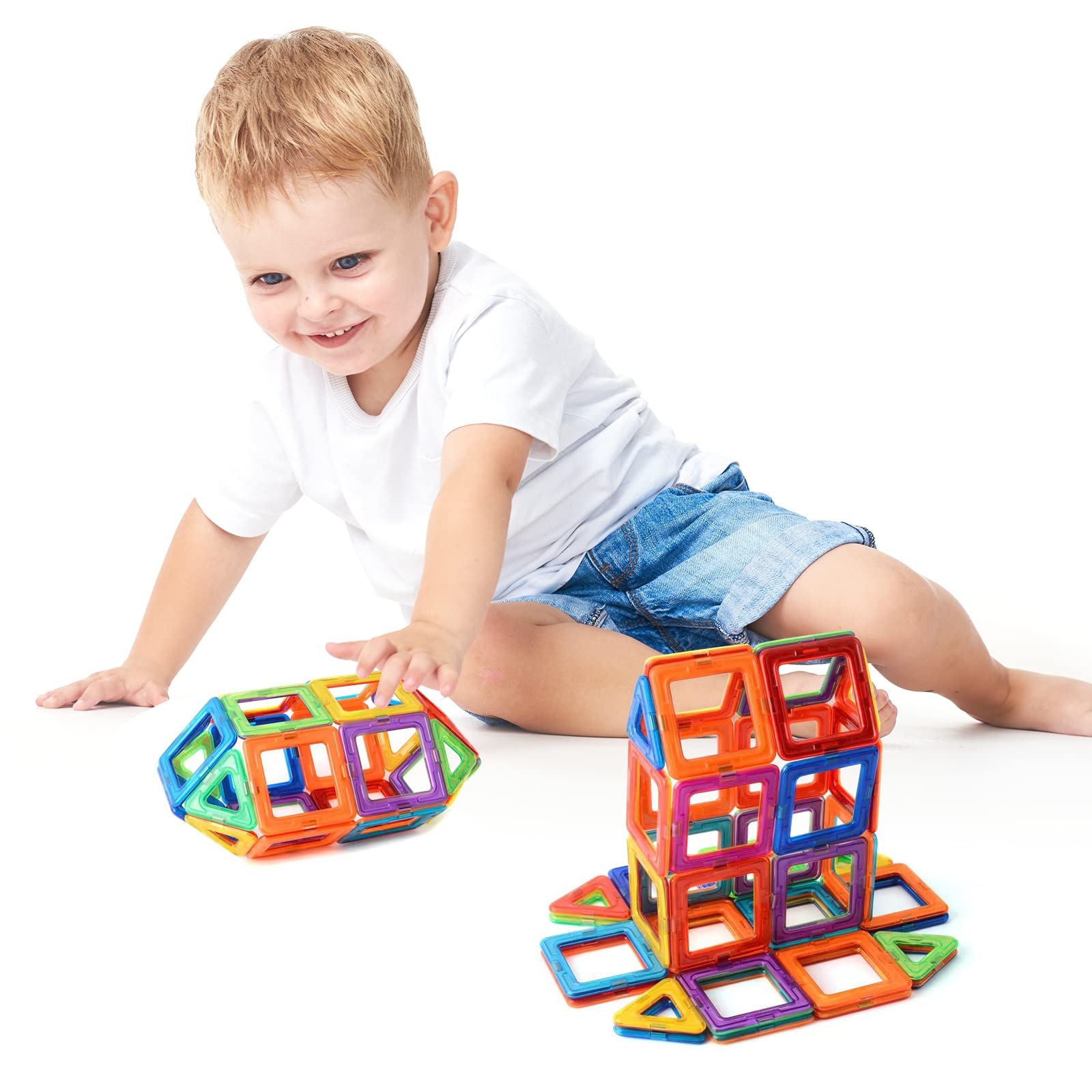 Juego de bloques de construcción magnéticos – 30 azulejos coloridos para niños | Juguetes educativos STEM para juego creativo | Bloques de construcción seguros y duraderos | Perfecto para mayores 7