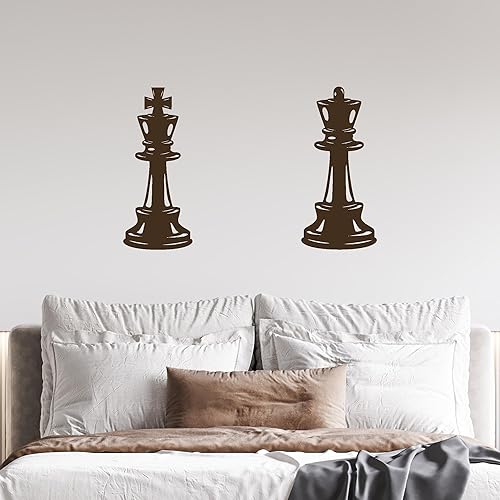Miniatura 3 de Vinilo adhesivo de pared piezas de ajedrez Queen King Dormitorio Ideas Pegatinas Decoración grande (ig4743) Negro