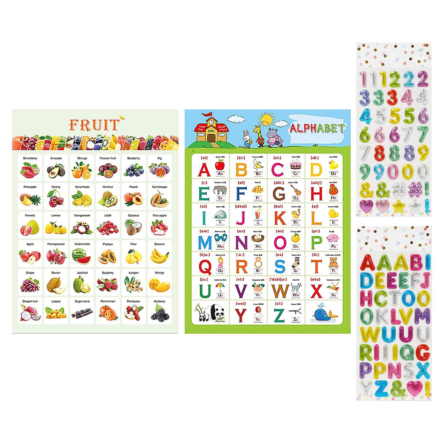 Xmnivate Multicolor Alphanumeric Tables, Alphanumeric Stickers, Children's Learning Alphanumeric Poster Tables, Early Childhood Education Posters, Learning Charts Size 2