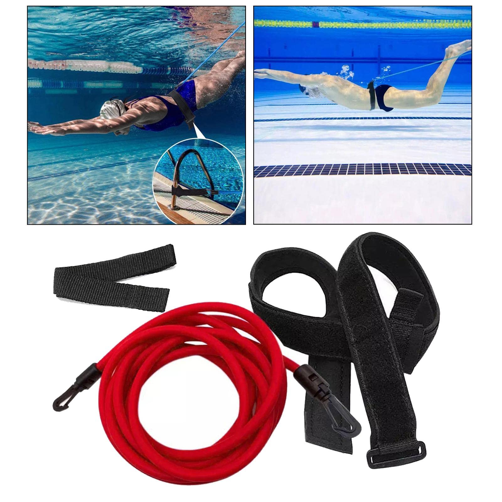Cintura di resistenza per nuoto, 4 m, per allenamento e allenamento, giallo, 10 mm