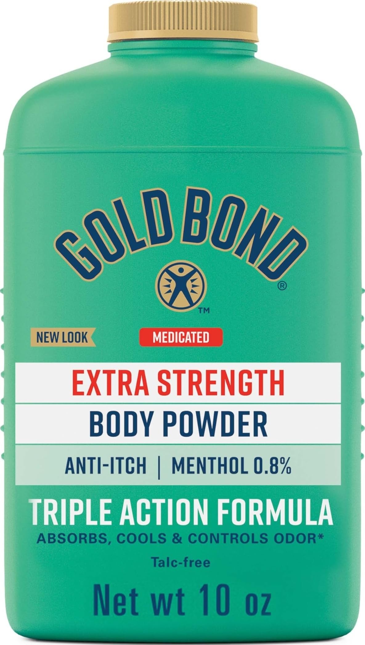 Gold Bond Polvo medicado, polvo corporal sin talco, extra fuerte, 10 onzas | Fresco, seco y cómodo, polvo corporal medicado, polvo refrescante, absorbe la humedad, (0.8) 5 veces mentol como original