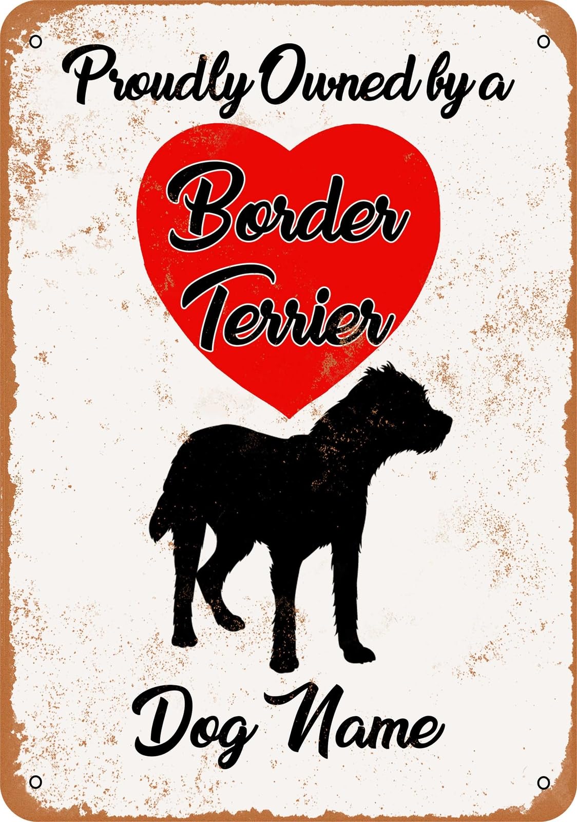 Miaomansenstore Metal Sign - Custom Dog Name - Border Terrier - Vintage Look Home Decor