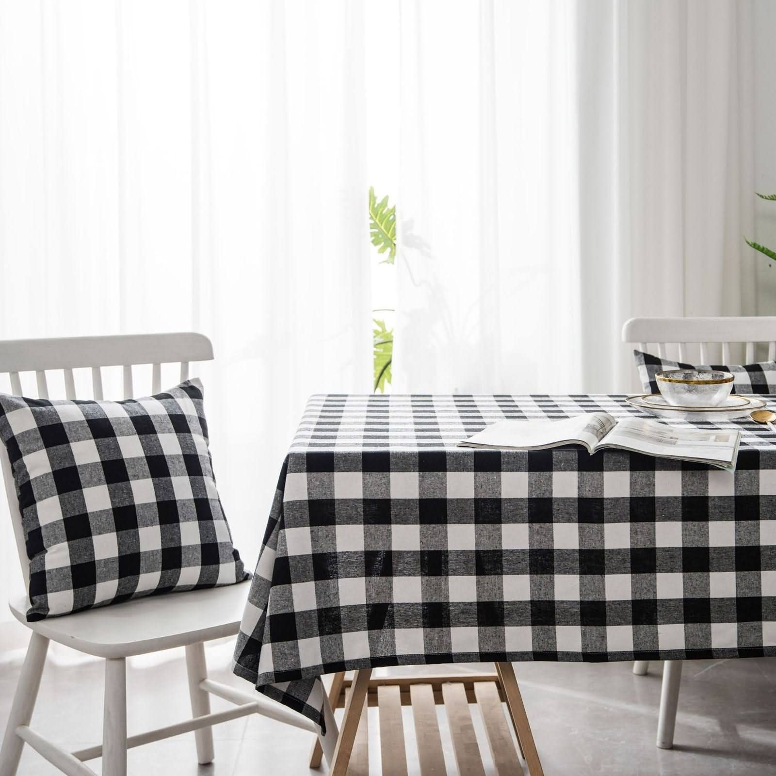 Mantel para Mesa Camilla Rectangular Antimanchas Tela Celosía De 4Cm Taller Manteles Cumpleaños Blanco Negro Sabana Algodon Protección Decoración 140X140Cm