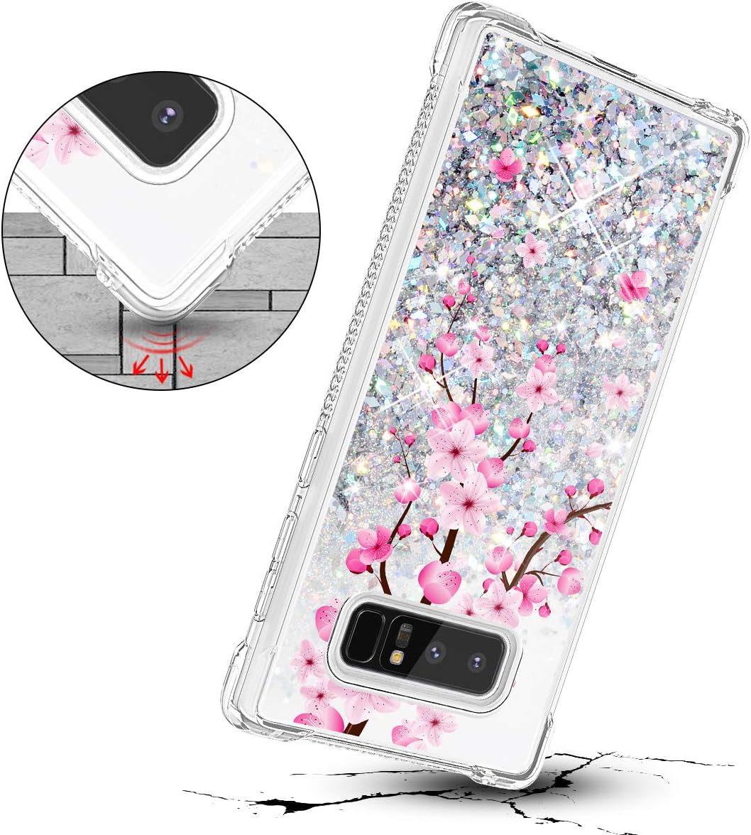 Caka Glitter Case for Galaxy Note 8 Glitter Case Girls Girly Women Bling Luxury Fashion Flowing Liquid Floating Sparkle Glitter Cute Soft TPU Case for Samsung Galaxy Note 8 (Cherry)