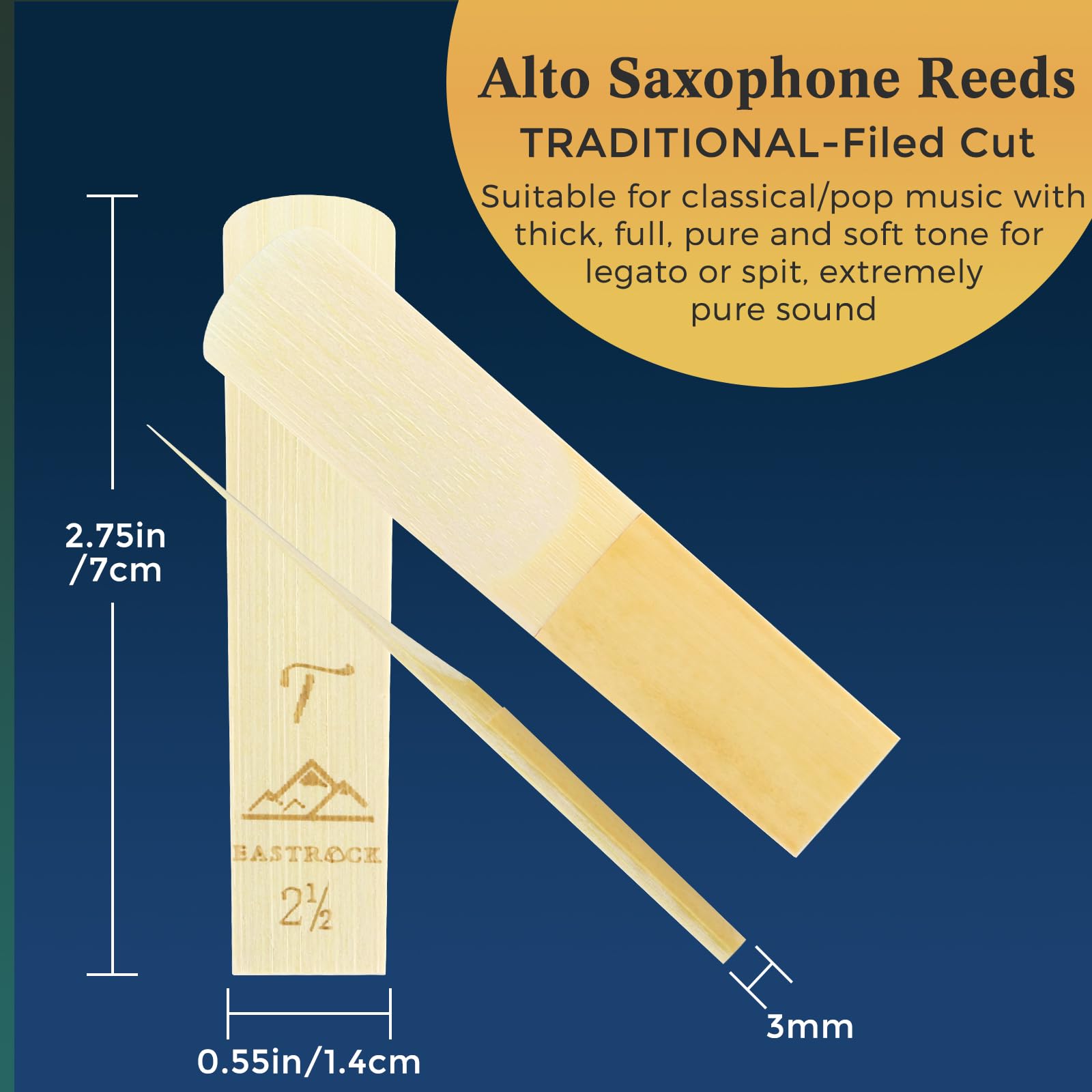 EASTROCK Traditional Alto Saxophone Reeds 2.5 Professional Alto Sax Reeds for Saxophone Beginner and Saxophonist Strength 2.5-10 Pack - Image 2