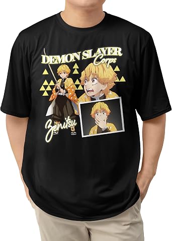 تي شيرت قصير الأكمام للرجال والنساء من Demon Slayer الموسم الأول Kimetsu No Yaiba Anime Zenitsu كاجوال للبالغين للجنسين