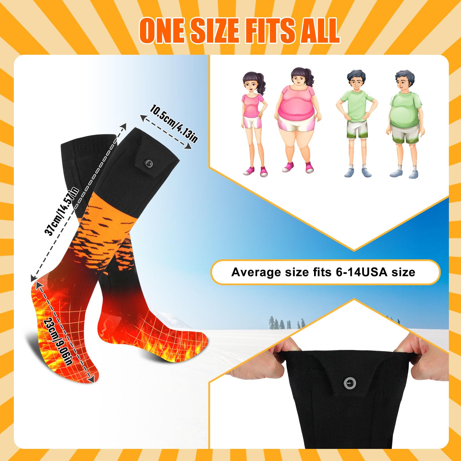 Chaussette Chauffante Avec Batterie Chaussettes Chauffantes, 5000 Ah, Chaussettes à Batterie Aéliorées, Chauffe-pieds Avec Chaussettes Ski