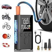 WYRIAZA Compressore Aria Portatile 150PSI 4 modalità Compressore Aria Portatile Auto Mini Compressore Portatile per Auto Bici Moto Avviatore Batteria Piccolo Gomme (PSI, Bar, KPA, kg, CM2)