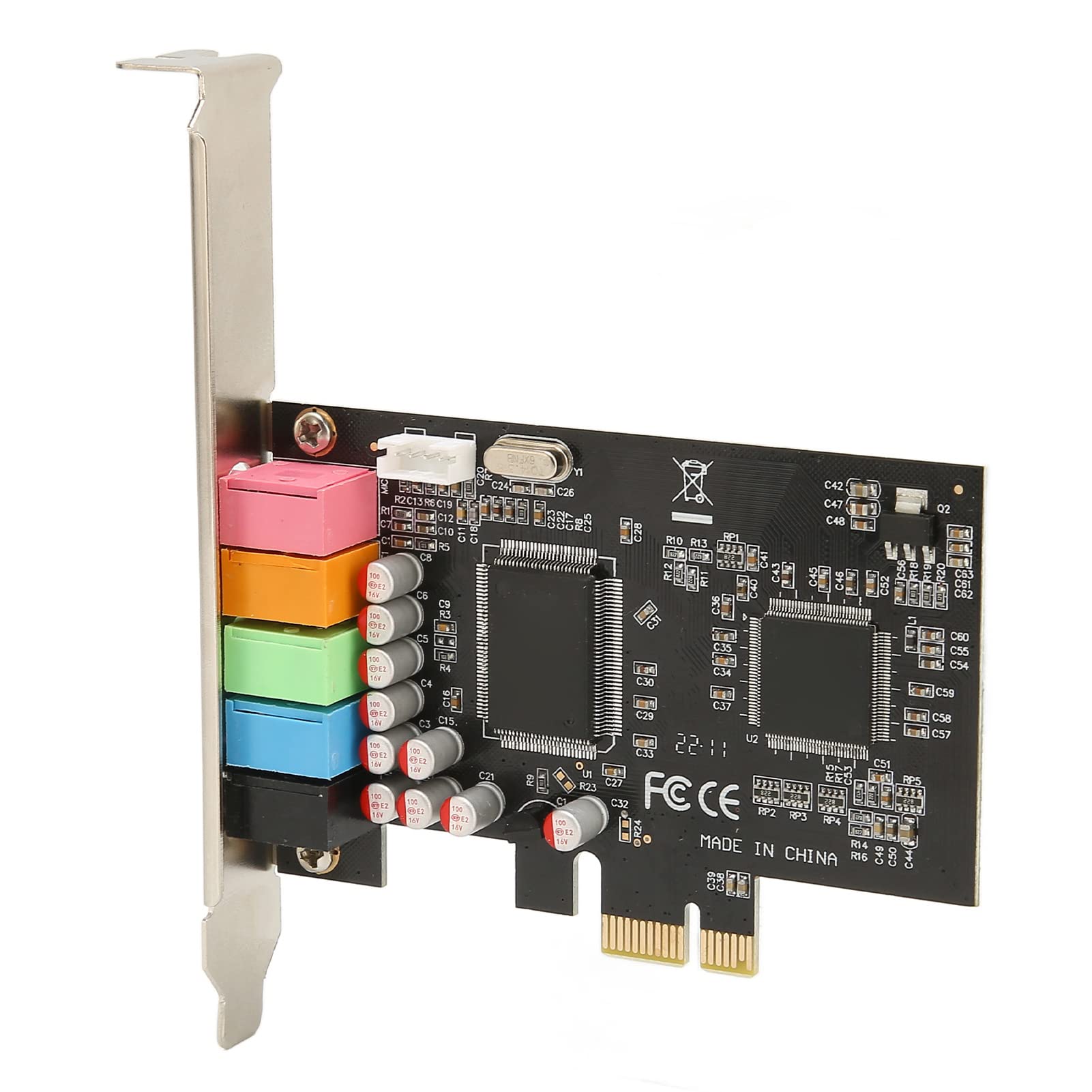 Scheda PCIE 5. - Riproduzione e Registrazione Surround a 6, Scheda Interna 24 Bit 48 KHz per PC, Accessori per Computer di Alta qualità, Porta PCI Expr