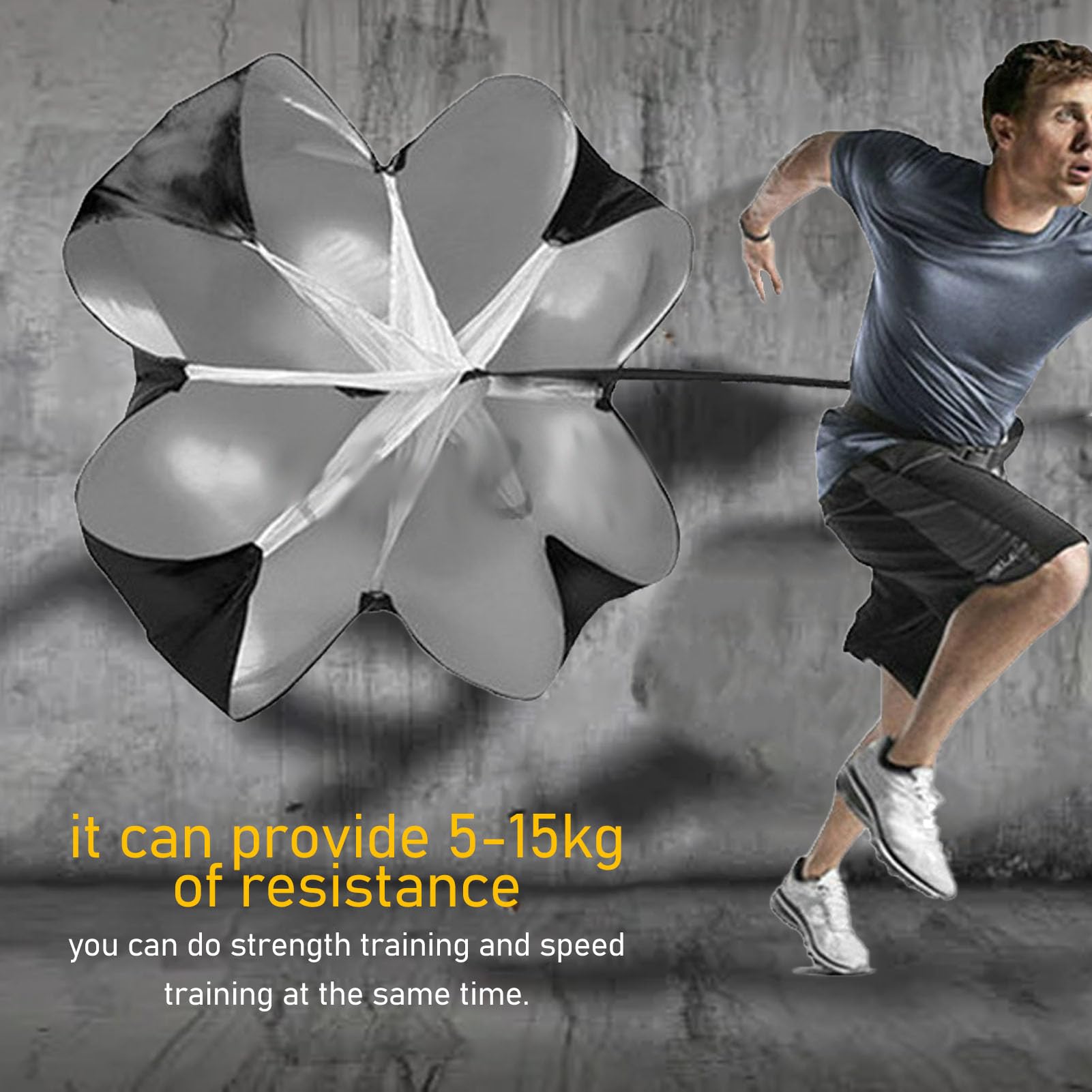 Yuecoom Running Speed Parachute, 59inch Speed Resistance Parachute with Adjustable Strap, Speed Drills Training Parachute for Speed Training