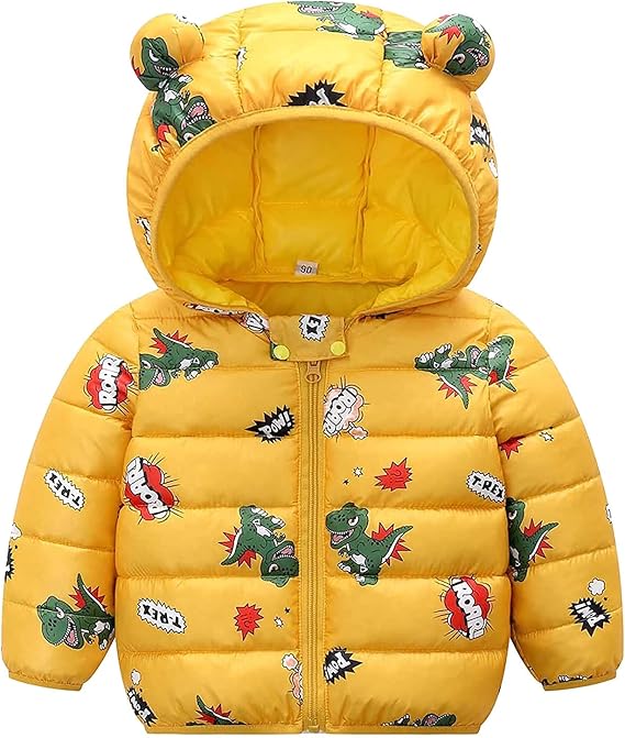 Amur Leopard Winterjacke Für Kinder | Warme Steppjacke Mit Kapuze | Einfarbiger Wintermantel Für Jungen & Mädchen