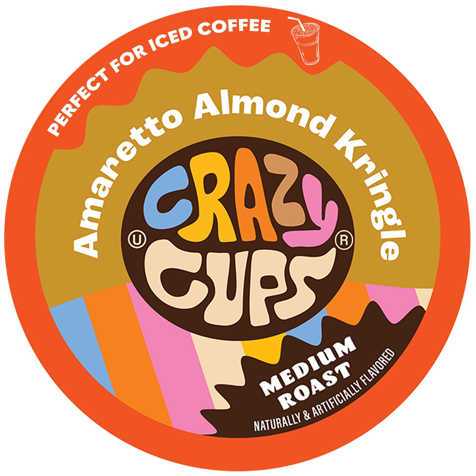 Crazy Cups Amaretto Coffee Pods, Amaretto Almond Kringle for K Cup Keurig Machines, Brew Hot or Iced, 22 Count