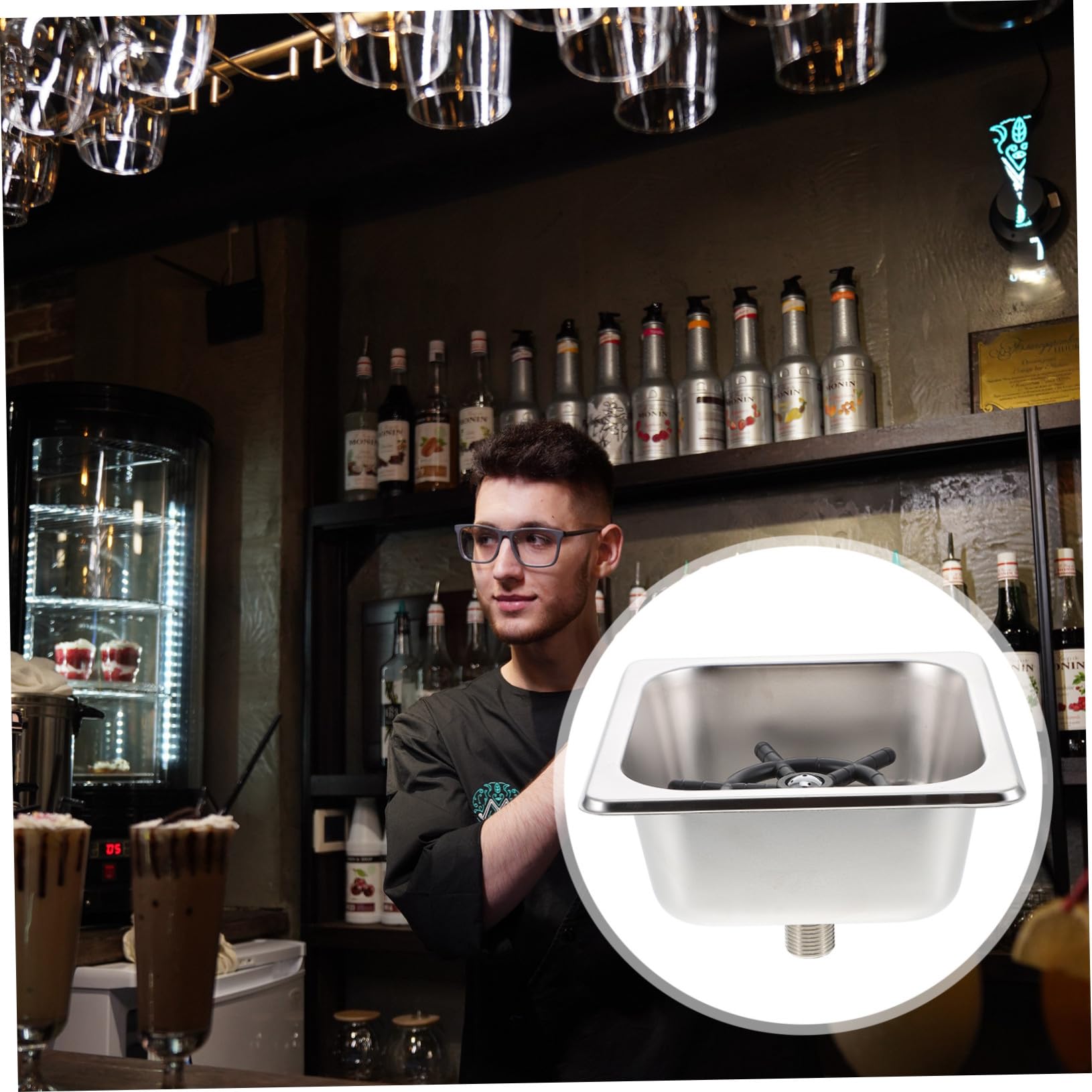 Edelstahl Glas Flaschenreiniger mit Automatischem Hochdruck spülsystem Installieren für Küchenspülen und Arbeitsplatten Geeignet für Verschiedene Tassen und Bechergrößen
